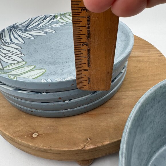 Crate & Barrel Cruz Botanical Melamine Serving Bowl And 4 plates - Picture 7 of 13